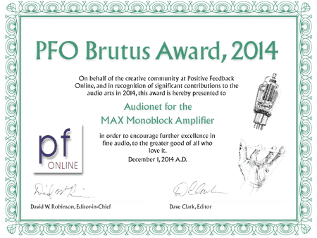 Audionet PFO Brutus Award 2014