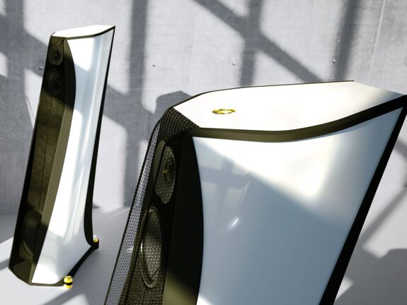 A pair of Aequo Stilla Loudspeakers in white